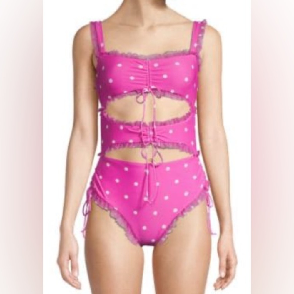 For Love And Lemons Pink Polka Dot One Piece
